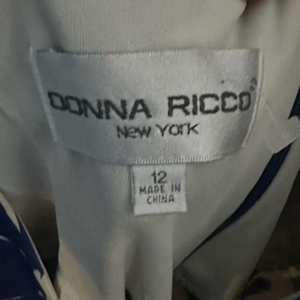 Donna Ricco Blue & White Floral V-Neck Dress – Size 12 - Picture 4 of 5